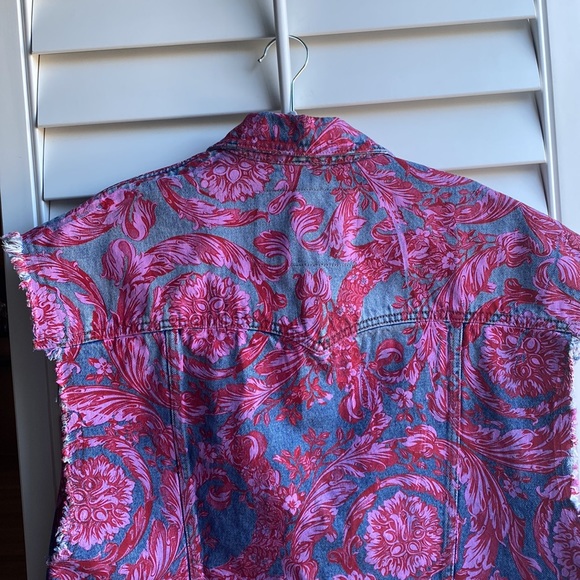 Versace Jeans Couture Pink Baroque Denim Vest - Picture 10 of 12